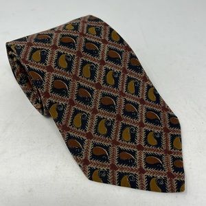 VINTAGE HUGO BOSS TIE PAISLEY BROWNS 100% SILK MADE IN ITALY
